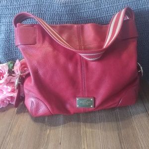 Michael Kors Red Pebble Leather Shoulder Bag Purse